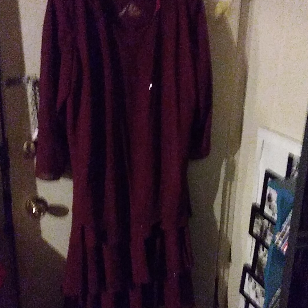 20W Caviar 2pc burg. long Dress w/Sequins